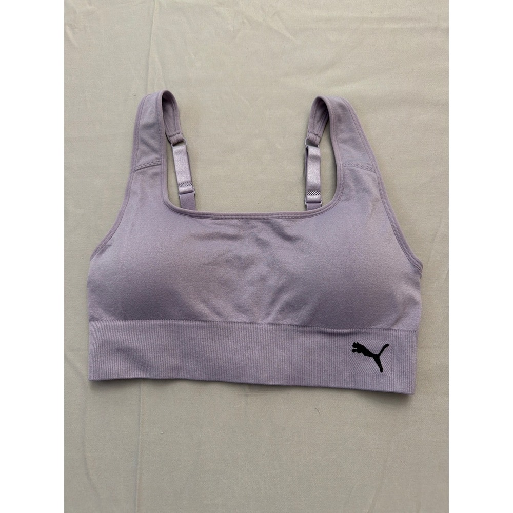Puma Womens Seamless Sports Bra Lavender Purple Adjustable Straps Size M